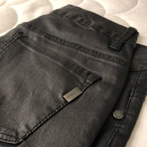 Faux black leather pants